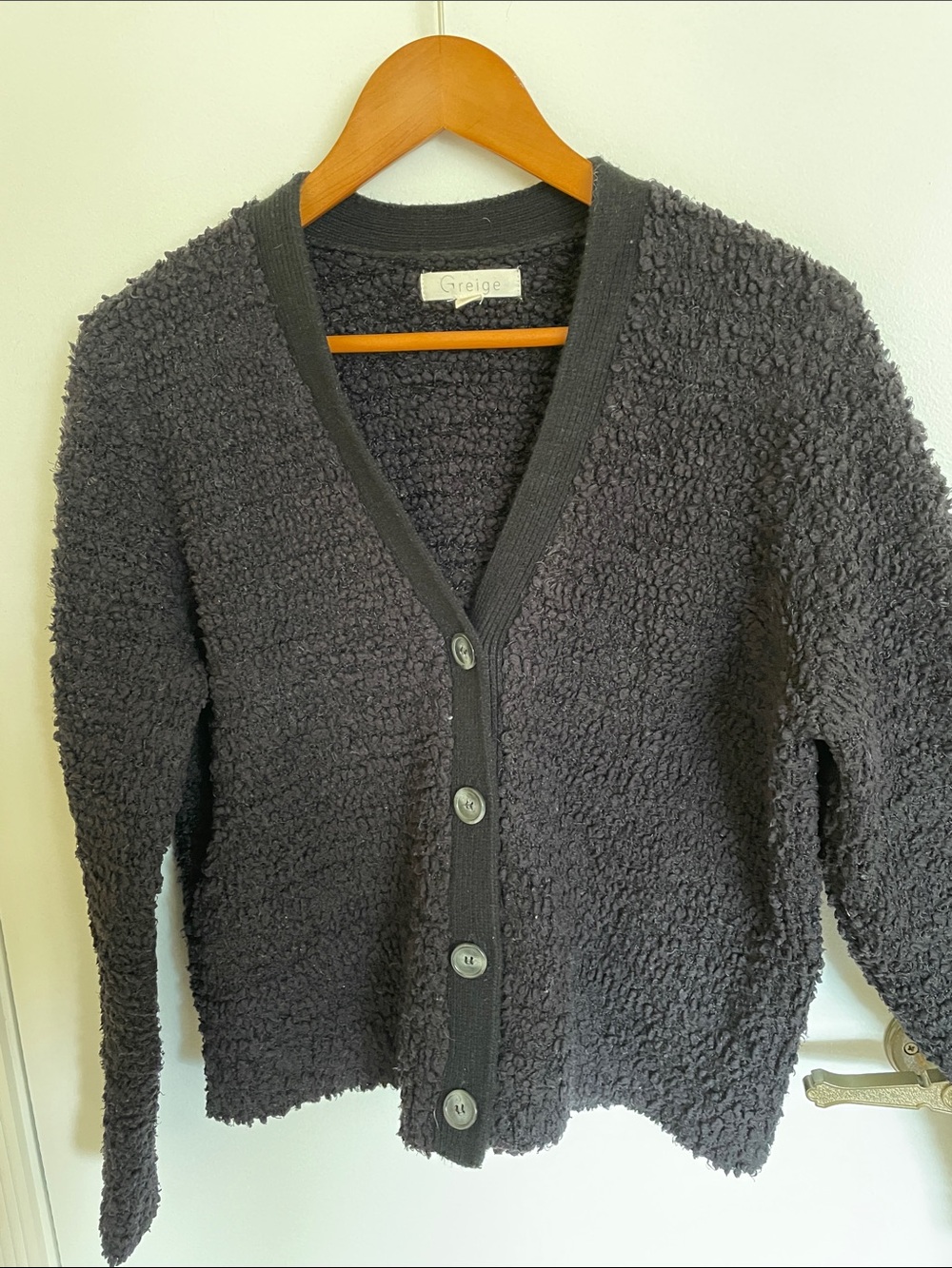Greige Black Textured Button Cardigan Size L